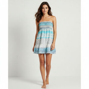 American Eagle Y2K Boho Smocked Tube Top strapless mini dress size small